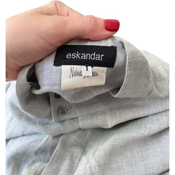 ESKANDAR Natrual Stone Grey Cotton Wool Blouse Size 1 - Picture 6 of 10